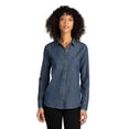 thumbnail image 1 of Port Authority LW676 Ladies Long Sleeve Perfect Denim Shirt, Medium Wash, XS, 1 of 3