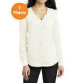 thumbnail image 1 of Port Authority LW700 Ladies Long Sleeve Button-Front Blouse, Ivory Chiffon, XS, Womens Clothing, Womens Tops, 1 of 1