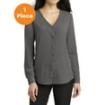 thumbnail image 1 of Port Authority LW700 Ladies Long Sleeve Button-Front Blouse, Sterling Grey, M, Womens Clothing, Womens Tops, 1 of 1
