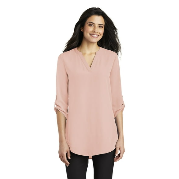Port Authority LW701 Ladies 3/4-Sleeve Tunic Blouse, Rose Quartz, 3XL
