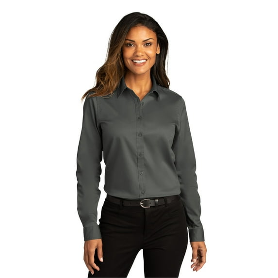 Port Authority LW808 Ladies Long Sleeve SuperPro React Twill Shirt , Storm Grey, L
