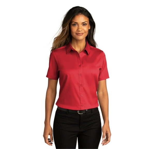 Port Authority LW809 Ladies Short Sleeve SuperPro React Twill Shirt, Rich Red, XL