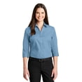 thumbnail image 1 of Port Authority Ladies 3/4-Sleeve Carefree Poplin Shirt Lw102 - Carolina Blue - XXL, 1 of 4