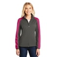 thumbnail image 1 of Port Authority Ladies Active Colorblock Soft Shell Jacket-XL (Grey Steel/ Pink Azalea), 1 of 6