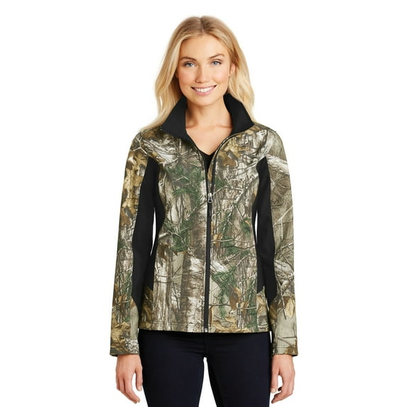 Port Authority Ladies Camouflage Colorblock Soft Shell-XS (Realtree Xtra/ Black)