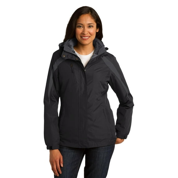 Port Authority Ladies Colorblock 3 in 1 Jacket-3XL (Black/ Black/ Magnet Grey)