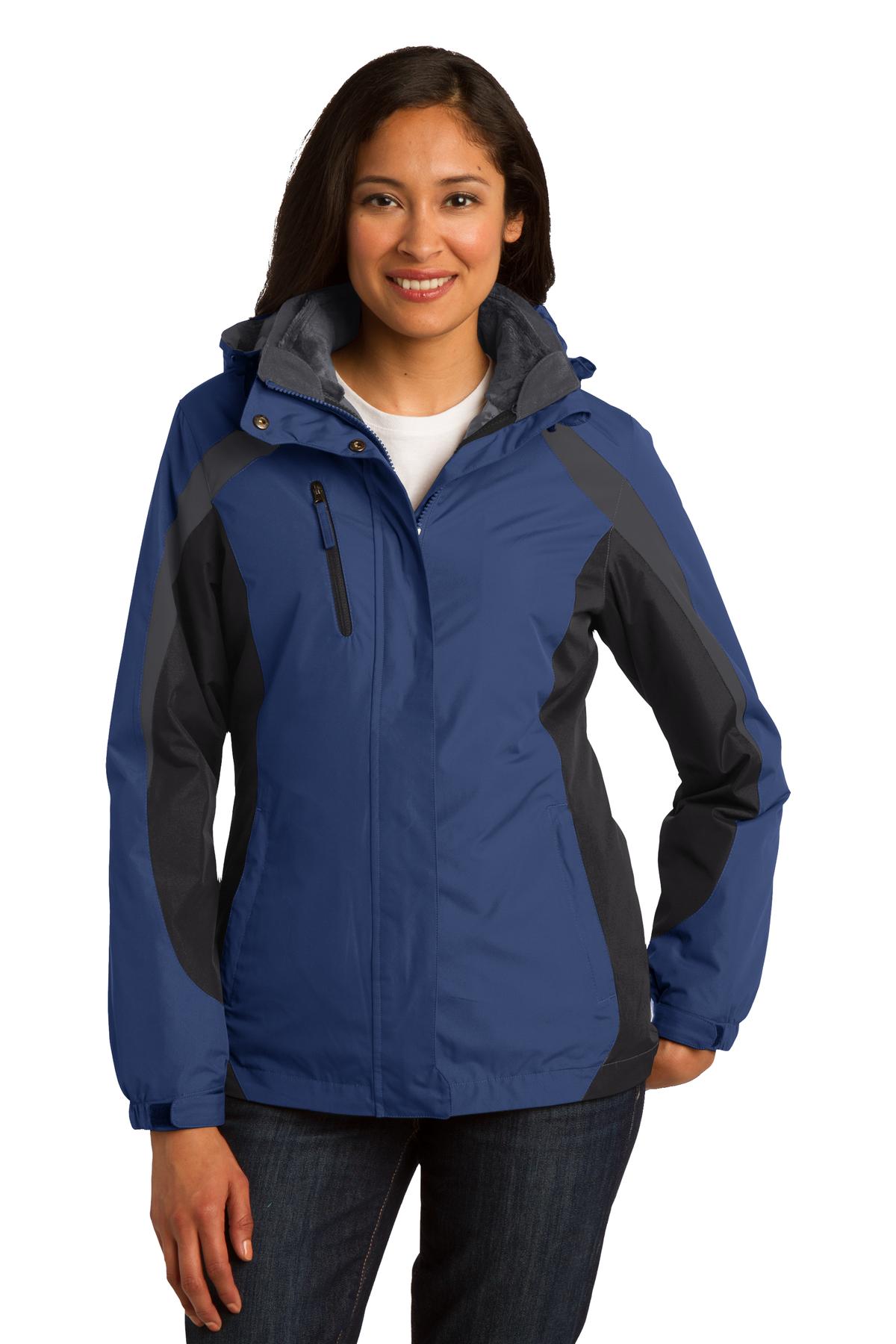 Port Authority Ladies Colorblock 3 in 1 Jacket-S (Admiral Blue/ Black/ Magnet Grey) - image 1 of 5