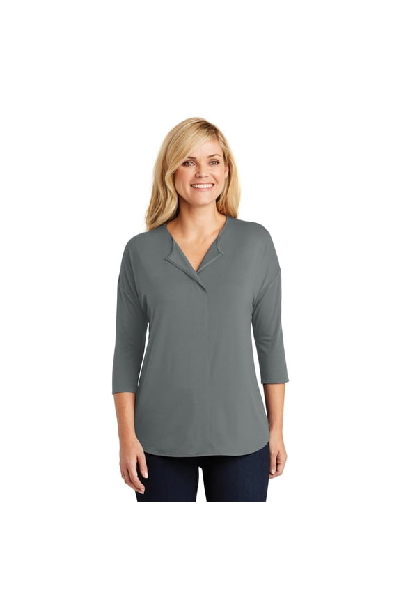 Lk5433 Ladies Concept 3/4-Sleeve Soft Split Neck Top