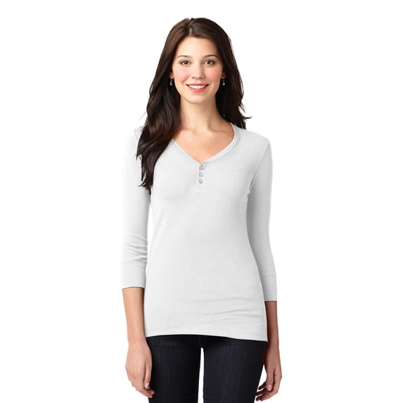 Port Authority Ladies Concept Stretch 3/4 Sleeve Scoop Henley-3XL (White)