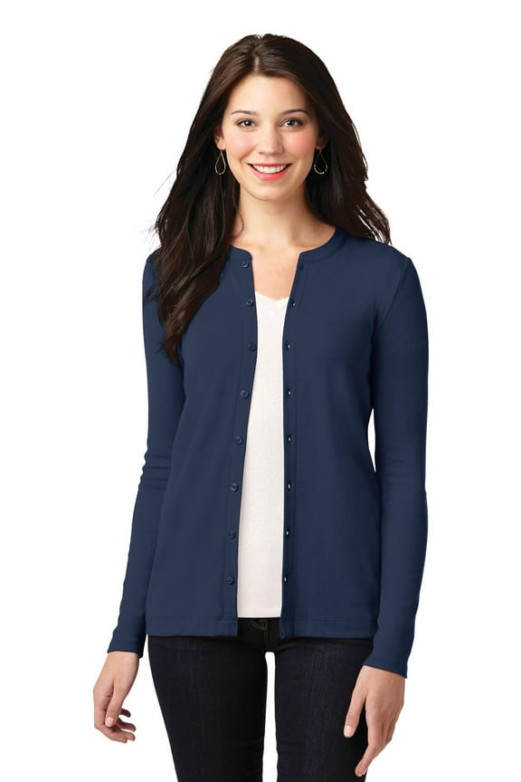 Ladies Concept Stretch Button Front Cardigan-2XL (Dress Blue Navy)