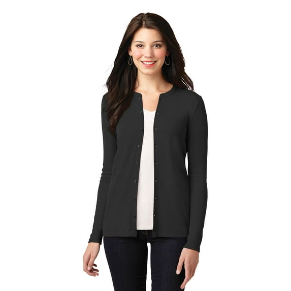 Port Authority Ladies Concept Stretch Button Front Cardigan-3XL (Black)