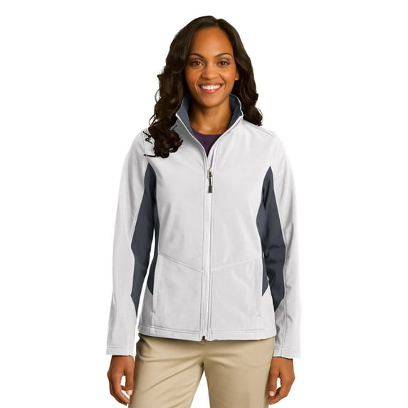 Port Authority Ladies Core Colorblock Soft Shell Jacket-4XL (Marshmallow/ Battleship Grey)