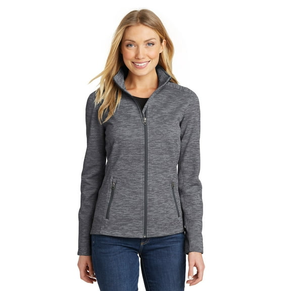 Port Authority Ladies Digi Stripe Fleece Jacket-M (Black)