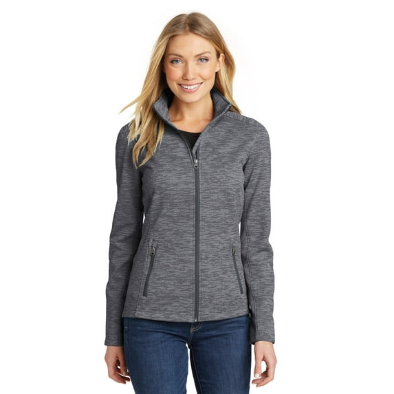 Port Authority Ladies Digi Stripe Fleece Jacket-M (Black)