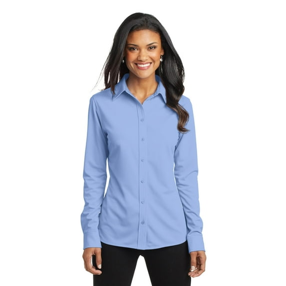 Port Authority Ladies Dimension Knit Dress Shirt-XL (Dress Shirt Blue)