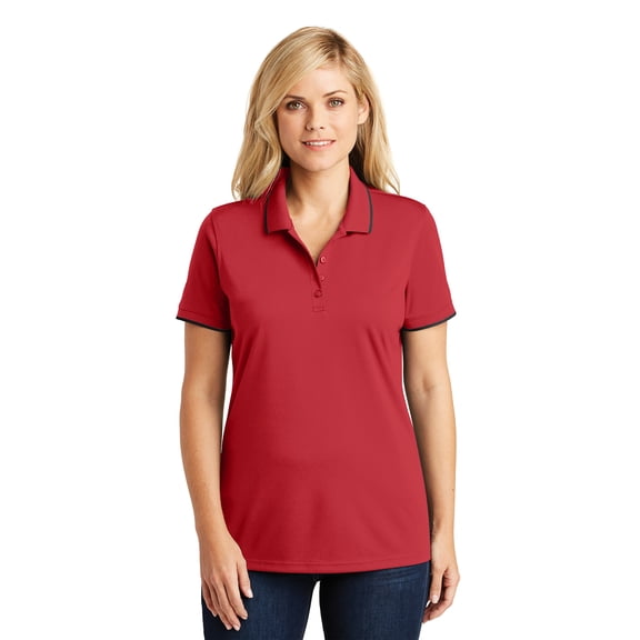 Port Authority Ladies Dry Zone UV Micro-Mesh Tipped Polo. LK111 - XL Rich Red/ Deep Black