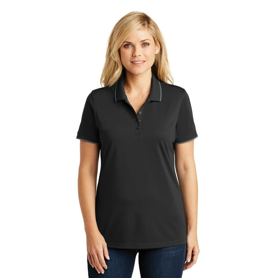 Port Authority Ladies Dry Zone Uv Micro-Mesh Tipped Polo Lk111 - Deep Black/ Graphite - M