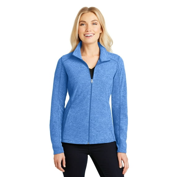 Port Authority Ladies Heather Microfleece Full Zip Jacket-2XL (Light Royal Heather)