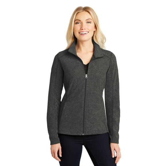 Port Authority Ladies Heather Microfleece Full Zip Jacket-4XL (Black Charcoal Heather)