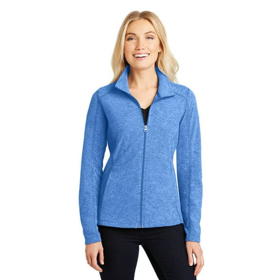 Port Authority Ladies Heather Microfleece Full Zip Jacket-M (Light Royal Heather)