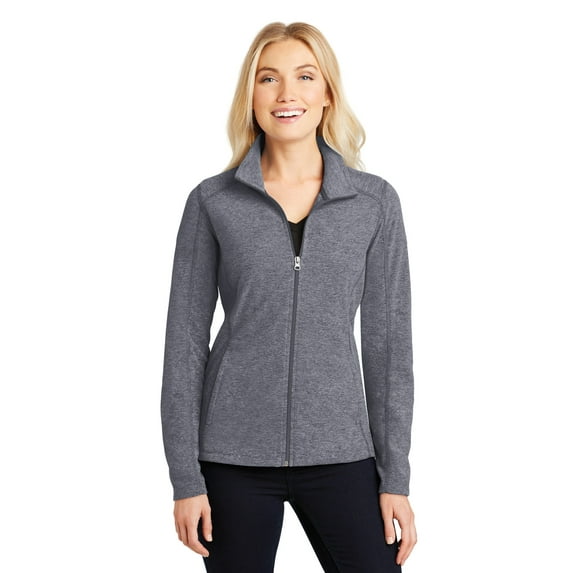 Port Authority Ladies Heather Microfleece Full Zip Jacket-XL (True Navy Heather)