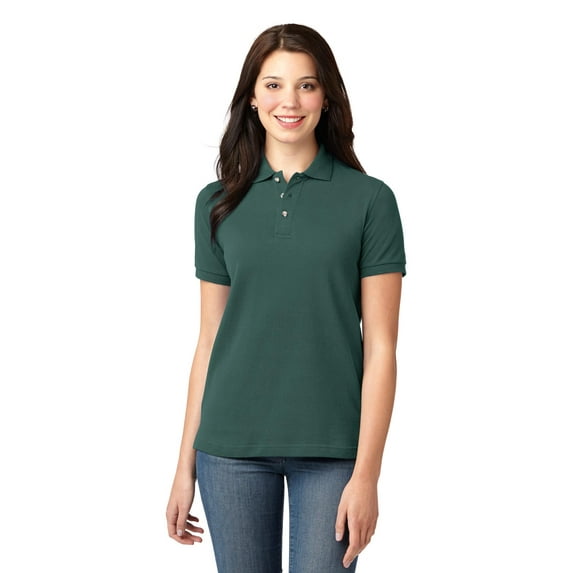 Port Authority L420 Ladies Heavyweight Cotton Pique Knit Polo, Dark Green, XXL