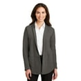 thumbnail image 1 of Port Authority Ladies Interlock Cardigan. L807, Charcoal Heather/ Medium Heather Grey, XL, 1 of 6