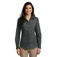 thumbnail image 1 of Port Authority Ladies Long Sleeve Carefree Poplin Shirt Lw100 - Graphite - XL, 1 of 4