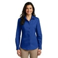 thumbnail image 1 of Port Authority Ladies Long Sleeve Carefree Poplin Shirt Lw100 - True Royal - XS, 1 of 4