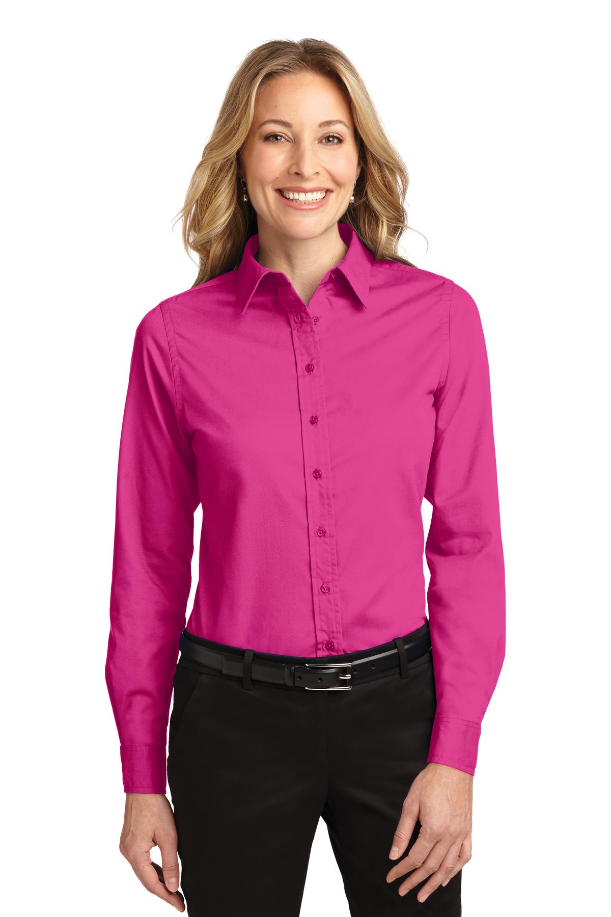 Port Authority Ladies Long Sleeve Easy Care Shirt-4XL (Tropical Pink) - image 1 of 6