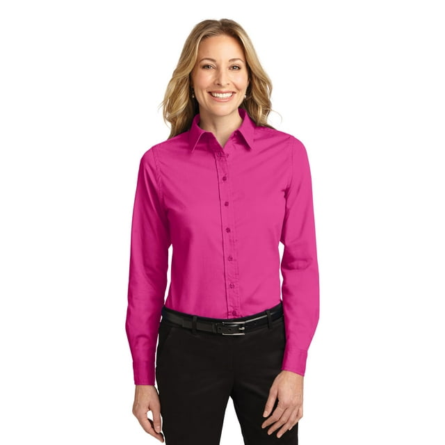 Port Authority Ladies Long Sleeve Easy Care Shirt-4XL (Tropical Pink)