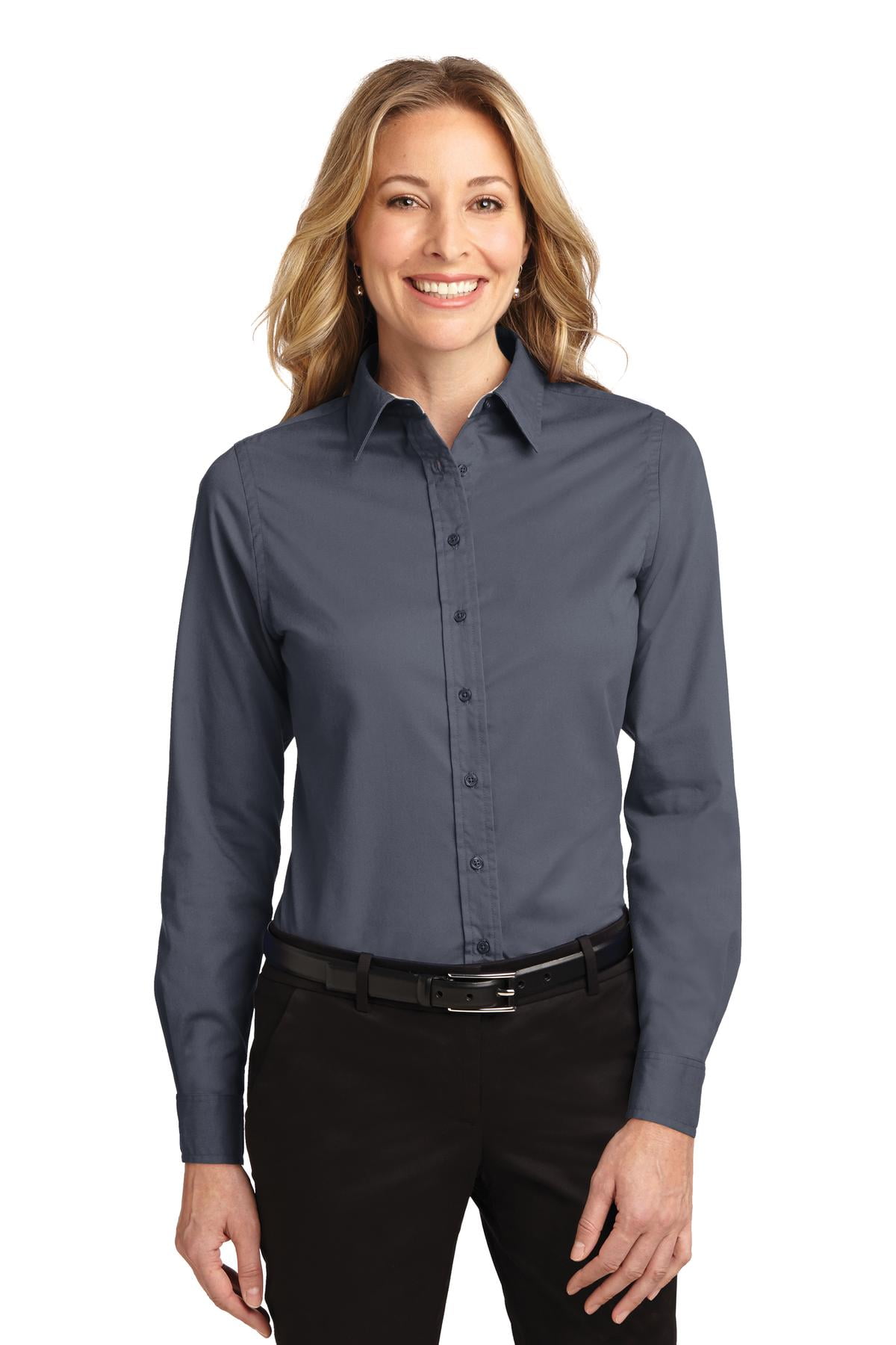 Port Authority Ladies Long Sleeve Easy Care Shirt-XS (Royal