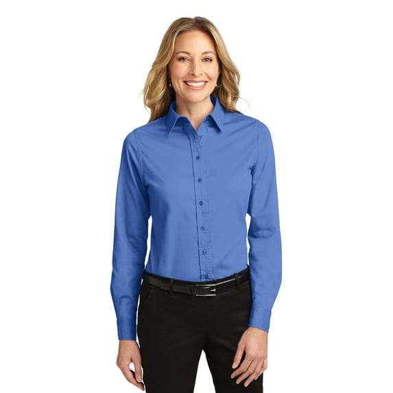 Port Authority Ladies Long Sleeve Easy Care Shirt-S (Ultramarine Blue)
