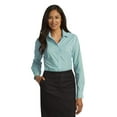 thumbnail image 1 of Port Authority Ladies Long Sleeve Gingham Easy Care Shirt-XS (Green/ Aqua), 1 of 4