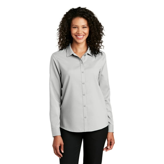 Port Authority  Ladies Long Sleeve Performance Staff Shirt LW401 - 3XL Silver