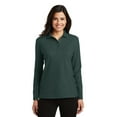 thumbnail image 1 of Port Authority Ladies Long Sleeve Silk Touch Polo-M (Dark Green), 1 of 2