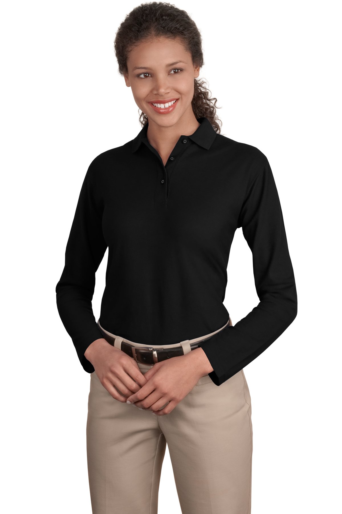 Port Authority Ladies Long Sleeve Silk Touch Polo - image 1 of 1