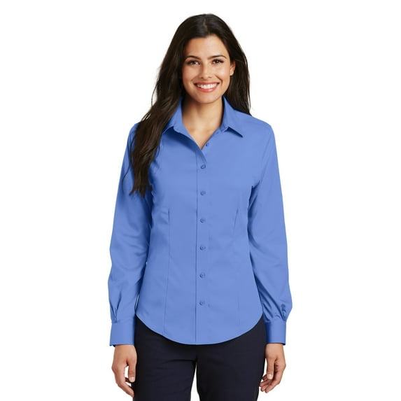 Port Authority L638 Ladies Long Sleeve Twill Shirt - Ultramarine Blue - 4XL