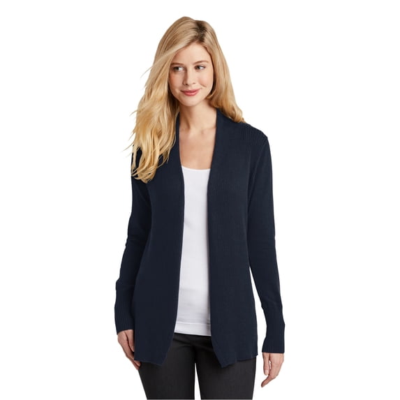 Port Authority Ladies Open Front Cardigan Sweater-3XL (Navy)