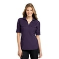 thumbnail image 1 of Port Authority Ladies Oxford Pique Double Pocket Polo-S (Purple/ Dress Blue Navy), 1 of 6