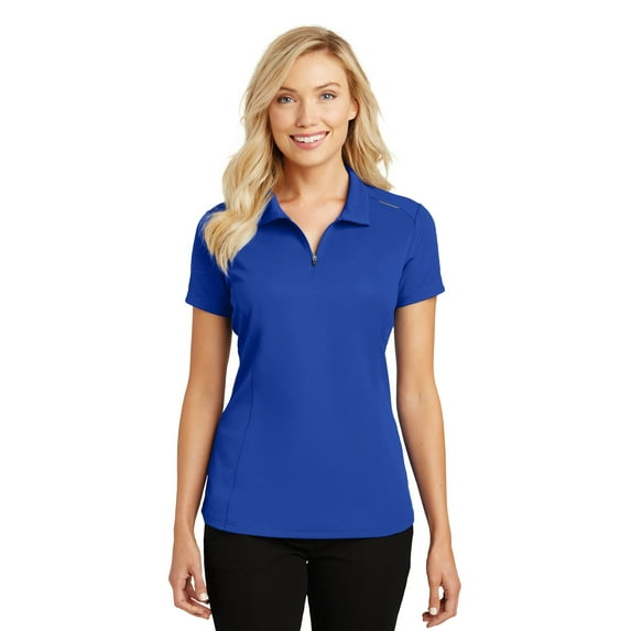 Port Authority Ladies Pinpoint Mesh Zip Polo-3XL (True Royal)