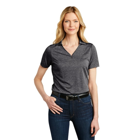 Port Authority Ladies Shadow Stripe Polo, Deep Black, X-Small