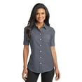 thumbnail image 1 of Port Authority Ladies Short Sleeve SuperPro Oxford Shirt-L (Black), 1 of 6