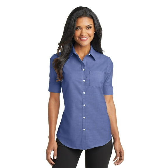 Port Authority Ladies Short Sleeve SuperPro Oxford Shirt