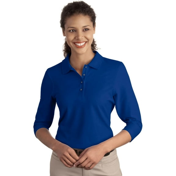 Port Authority Ladies Silk Touch 3/4-Sleeve Polo. L562