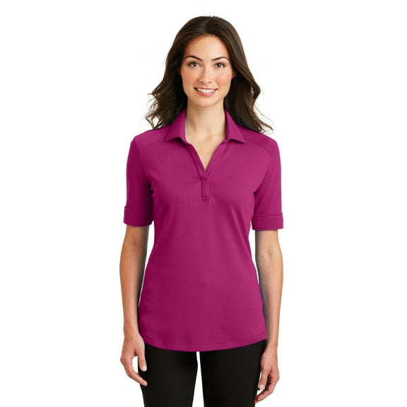 Port Authority Ladies Silk Touch Interlock Performance Polo-XS (Pink Azalea)