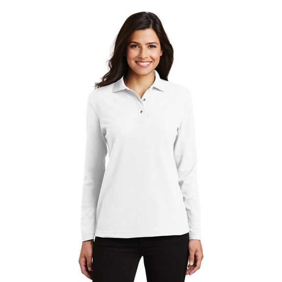 Port Authority - Ladies Long Sleeve Silk Touch Polo. - White L500LS M