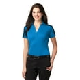 thumbnail image 1 of Port Authority Ladies Silk Touch Performance Colorblock Stripe Polo-S (Brilliant Blue/ Black), 1 of 6