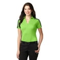 thumbnail image 1 of Port Authority Ladies Silk Touch Performance Colorblock Stripe Polo-S (Lime/ Steel Grey), 1 of 6