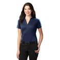 thumbnail image 1 of Port Authority Ladies Silk Touch Performance Colorblock Stripe Polo-XL (Navy/ Carolina Blue), 1 of 2
